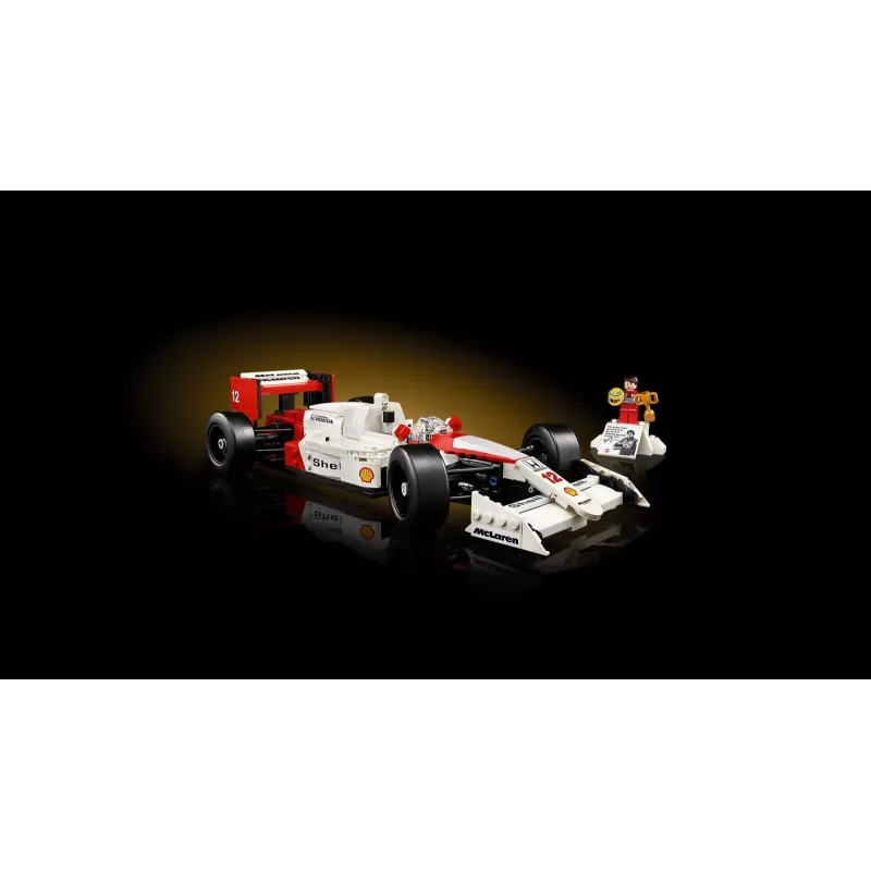 LEGO rinkinys McLaren MP4/4 Ayrton Senna 10330 — LEGO ICONS mastelio modelio vitrina
