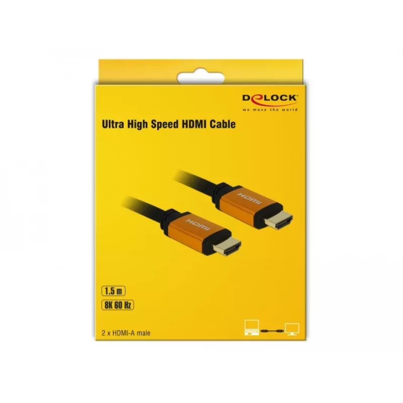 HDMI kabelis DeLOCK 85728 1,5 m Type A juodas auksinis