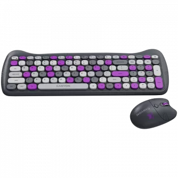 Belaidis klaviatūros ir pelės rinkinys CANYON HSET-W6 Kitty Edition – violetinė