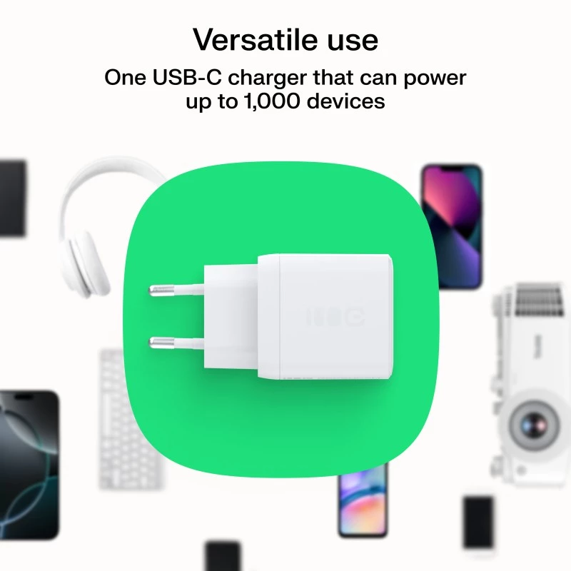 Maitinimo adapteris Green Cell PowerSource Solo30 30 W baltas — USB-C įkroviklis, 30 W išvestis