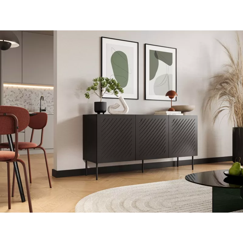 SIENA komoda 150.5x40x75 matinis juodas