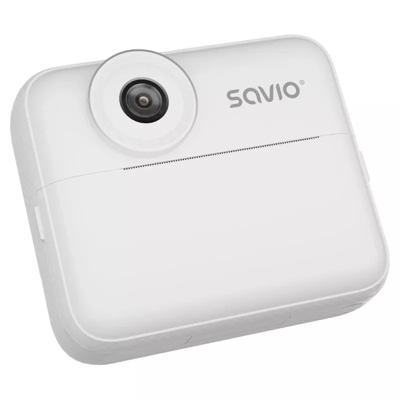 Momentinio spausdinimo fotoaparatas vaikams SAVIO AN-01, baltas, 2,4 colio LCD, MicroSDHC iki 32 GB, USB-C, 1200 mAh baterija, be integruotos blykstės