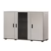 Komoda Cama Meble SOHO 120×41×80 cm – kašmyro spalvos fasadai, juodas rėmas