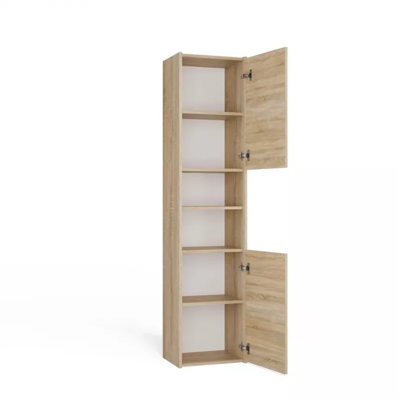 Vonios spintelė top e shop S40 SONOMA — Ąžuolo spalvos rėmas, laisvai pastatoma, 6 lentynos, 400×300×1700 mm