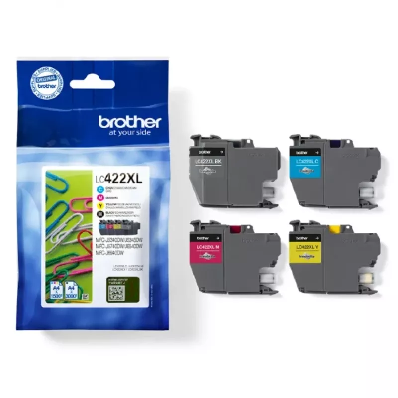 Brother LC422XLVALDR rašalo kasetė 4 vnt. Originali Didelio (XL) našumo Juoda, Žydra, Purpurinė, Geltona