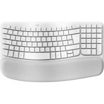 Klaviatūra Logitech Wave Keys, skirta Mac, QWERTZ, vokiška, balta
