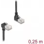 Tinklo kabelis DeLOCK RJ45 Cat.6A S/FTP plonas 90° 0,25 m juodas