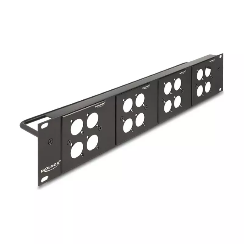 DeLOCK 88195 D tipo 19 colių pataisymo skydas su 4 plokštėmis, 16 prievadų, 2U, juodas