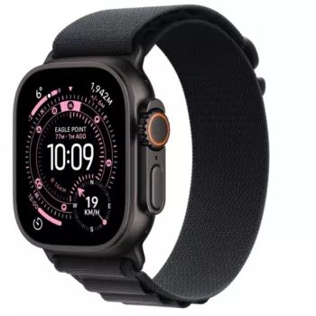 Apple Watch Ultra 3 GPS + Cellular 49mm juodo titano korpusas su juodu Alpine Loop vidutiniu dirželiu