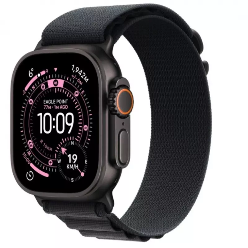 Apple Watch Ultra 3 GPS + Cellular 49mm juodo titano korpusas su juodu Alpine Loop vidutiniu dirželiu