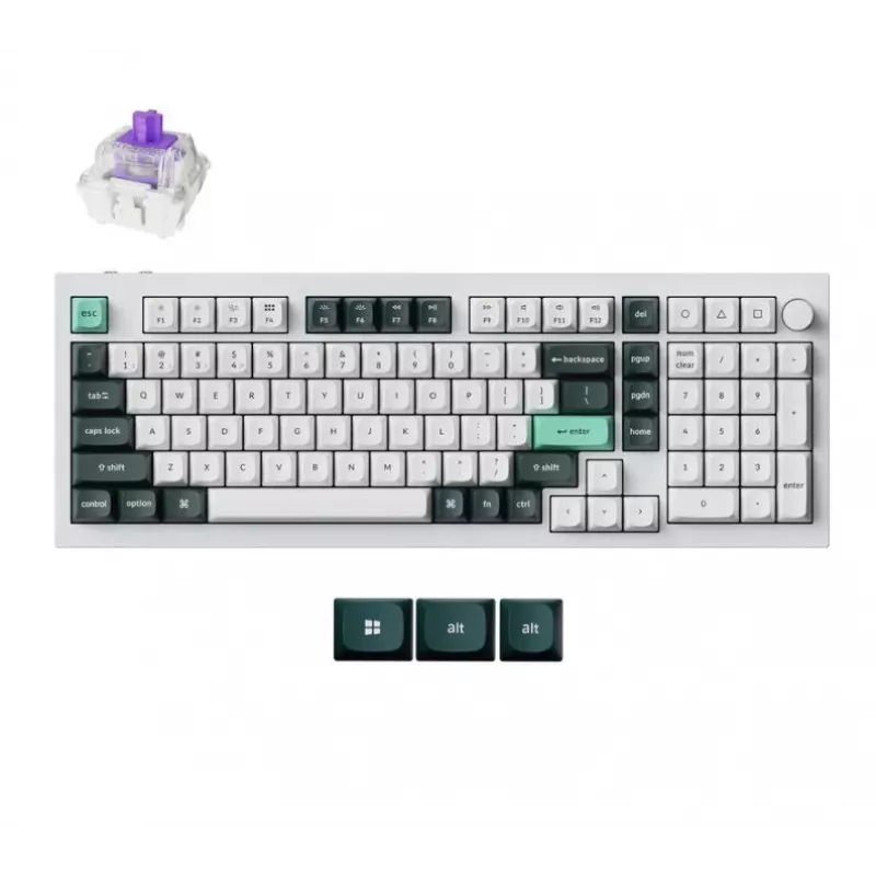 Mechaninė belaidė klaviatūra Keychron Q5 RGB baltas korpusas, karšto keitimo išdėstymas, kompaktiška 75 % forma