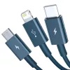 USB laidas 3in1 Baseus Superior Series, USB į micro USB / USB-C / Lightning, 3,5A, 1,5 m (mėlynas)