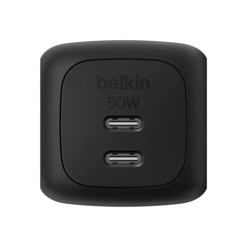 Vidinis kintamosios srovės greitasis įkroviklis Belkin WCH019kqBK — 2× USB‑C, juodas, OVP/OC/OT/SC apsauga