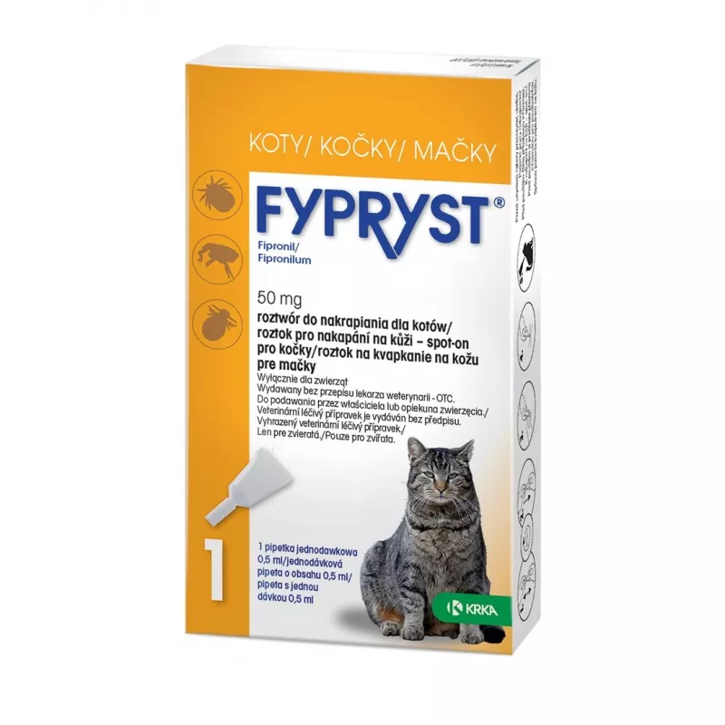 FYPRYST 50mg - lašai nuo blusų ir erkių katėms – 1x0,5ml