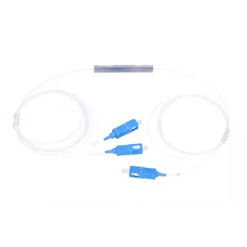 Kabelio skirstytuvas Extralink Splitter 1:2 PLC SC/UPC 900µm su 1,5 m kabeliu (mėlynas/baltas, PVC)