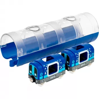 World Tunnel Box U-railway švytintis tamsoje, žaislinė transporto priemonė mėlyna