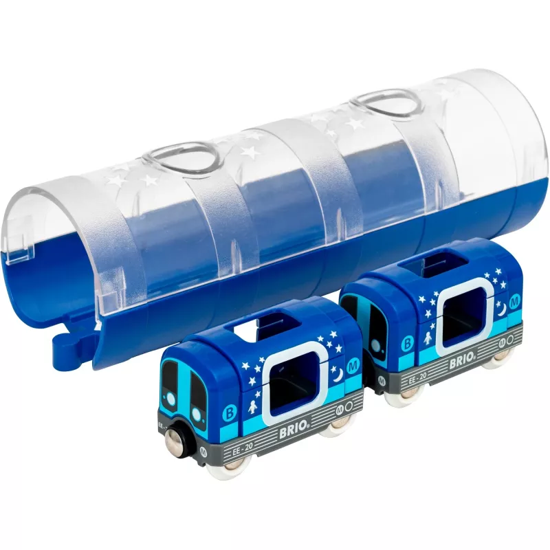 World Tunnel Box U-railway švytintis tamsoje, žaislinė transporto priemonė mėlyna