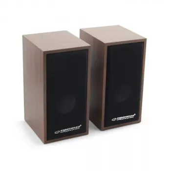 Garsiakalbiai ESPERANZA EP122 2.0 laidiniai staliniai garsiakalbiai, 2×6W RMS, medinis korpusas, sukamoji garsumo reguliavimo rankenėlė, 60–20000 Hz