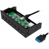 LogiLink USB 3.0 hub, 7 prievadų 5.25 vidinis, su greito įkrovimo prievadu - Hub - 6 x SuperSpeed USB 3.0 + 1 x SuperSpeed USB 3.0 (įkrovimui)