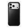 Mobiliojo telefono dėklas Nomad Rugged Leather Case, skirtas Apple iPhone 17 Pro, oda/TPU/PC/aliuminis, tinka 16 cm (6,3 colio) ekranams, juodas