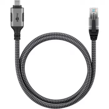 Goobay 70755 USB-C į RJ45 Ethernet CAT 6 laidas stabiliam laidiniam interneto ryšiui su maršrutizatoriumi / modemu / tinklo komutatoriumi / pakeičia USB į RJ45 adapterį / 1