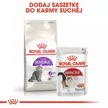 Sausas kačių maistas Royal Canin Sensible 33 Adult — 2 kg, baltymai 33%, riebalai 22%, virškinimo palaikymas, paukštienos skonis