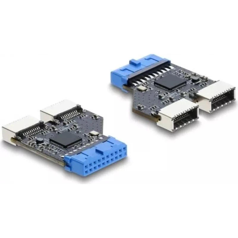 DELOCK USB šakotuvas 5 Gbps 20‑kontaktė jungtis prie 2× USB-A 5 Gbps