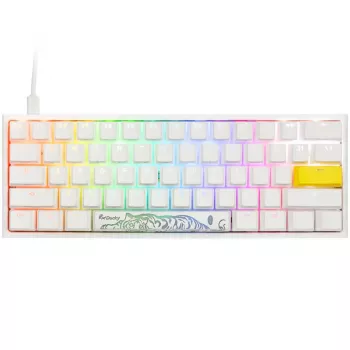 Ducky One 2 Pro Mini White Edition Gaming Klaviatūra, RGB LED - Gateron Geltona (US) (DKON2061ST-GUSPDWWTY2)