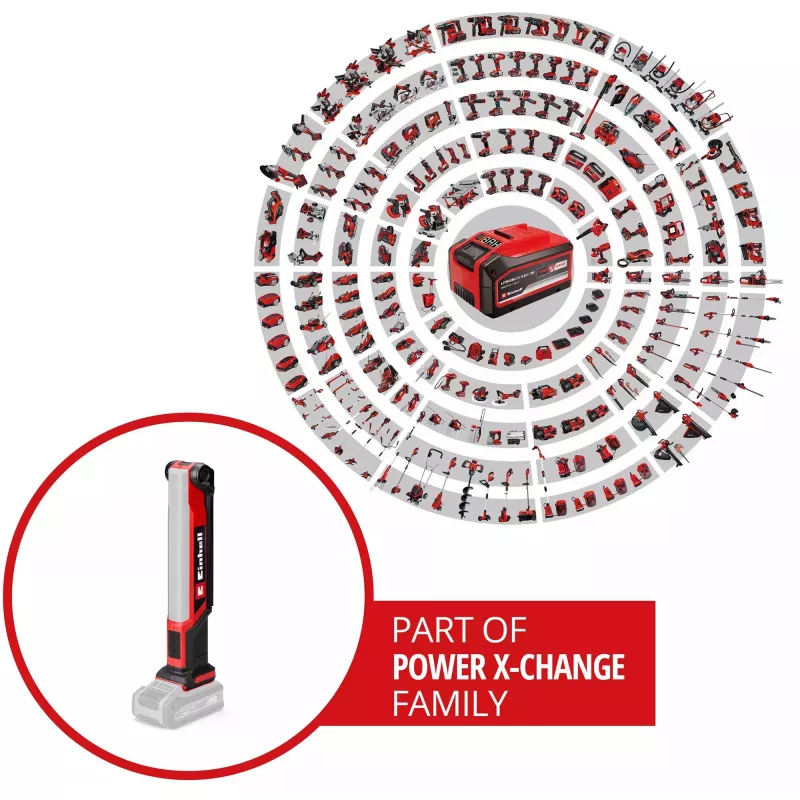 Power X-Change belaidis šviestuvas TE-CL 18/1000 S Li - Solo, 18 voltų, LED lemputė raudona, be baterijos ir įkroviklio