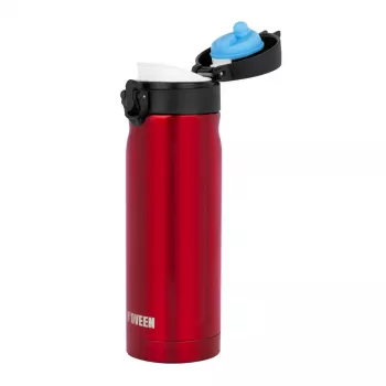 Termo butelis NOVEEN TB825 400 ml — izoliuotas nerūdijančio plieno gėrimų indas, raudonas