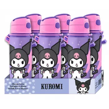 Kids Euroswan aliuminio butelis su dirželiu 600 ml Kuromi — izoliuotas gėrimų butelis vaikams