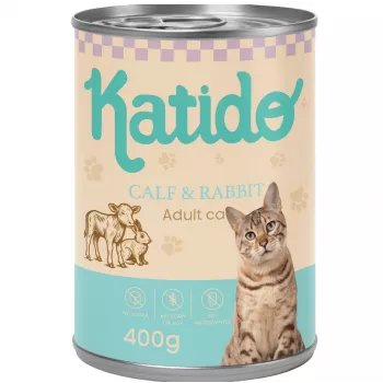 KATIDO Veršiena su triušiu - šlapias kačių maistas - 400g