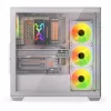 PC korpusas KRUX Exo RGB White — ATX bokštas, plieninis, 2×3,5 colio + 2×2,5 colio nišos, USB-C, RGB