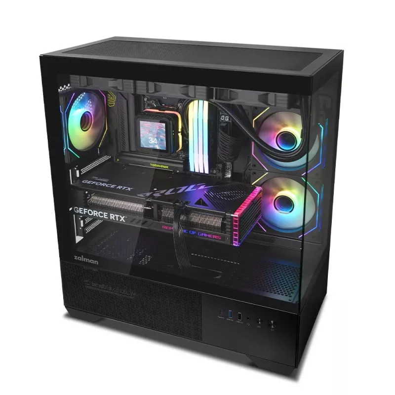 PC korpusas CHRONIX V2 Mid Tower ARGB ventiliatorius x3 juodas