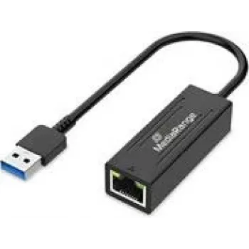 USB-A eterneto adapteris MediaRange MRCS238 su RJ45 prievadu, 10/100/1000 Mbps, 20 cm, juodas