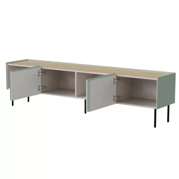 TV spintelė cama meble FELLINI 200x40x52 cm, alyvuogių spalvos rėmas su aliejumi įtrintos ąžuolo spalvos viršumi