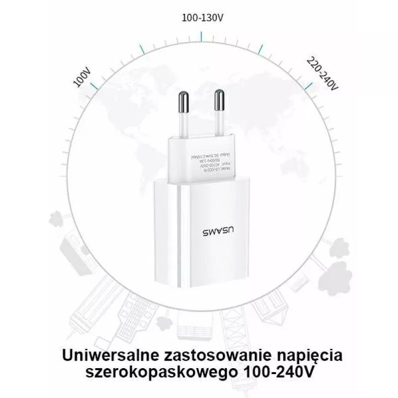Įkroviklis usams T18 vienas USB 2,1A tik galvutė