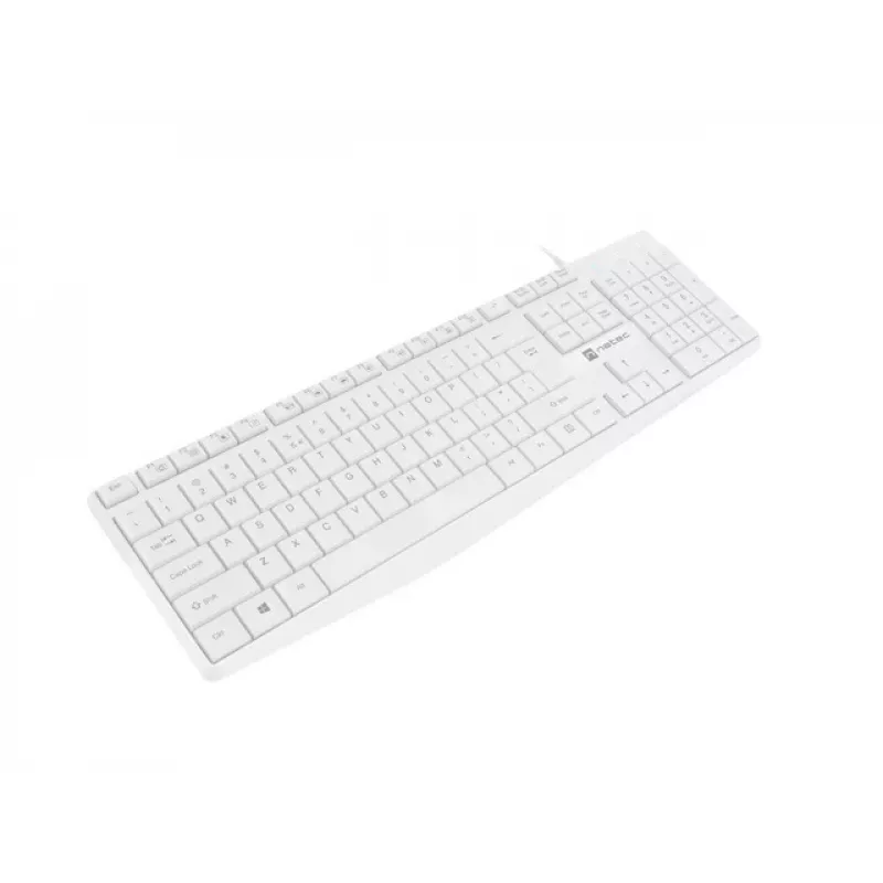 Pilno dydžio laidinė klaviatūra NATEC NAUTILUS NKL-1951, 105 klavišų, US International QWERTY, balta, USB, 1,8 m