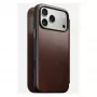 Nomad Modern Leather Folio mobiliojo telefono dėklas iPhone 17 Pro Max — ruda, oda, 6,3 colio ekranas, 4 kortelių kišenės