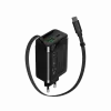 Įkroviklis CANYON OnCharge 65RC su integruotu USB-C laidu, 65W, 1x PD, 1x QC, ES kištukas, juodas