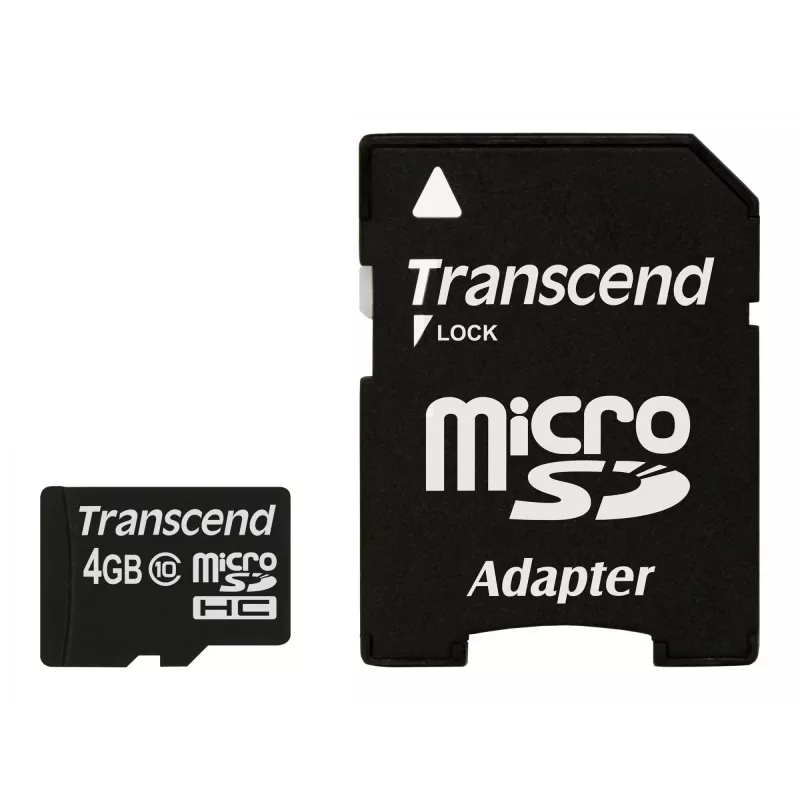 „Transcend“ 4 GB „MicroSDHC“ „Class 10“ atminties kortelė su adapteriu