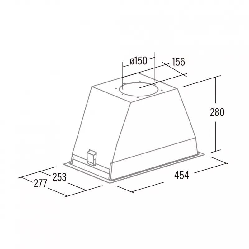 Lubinis įmontuojamas gartraukis CATA GT-PLUS 45 WH/M, 492×277 mm, 645 m³/h, aliuminio filtras, nerūdijantis plienas