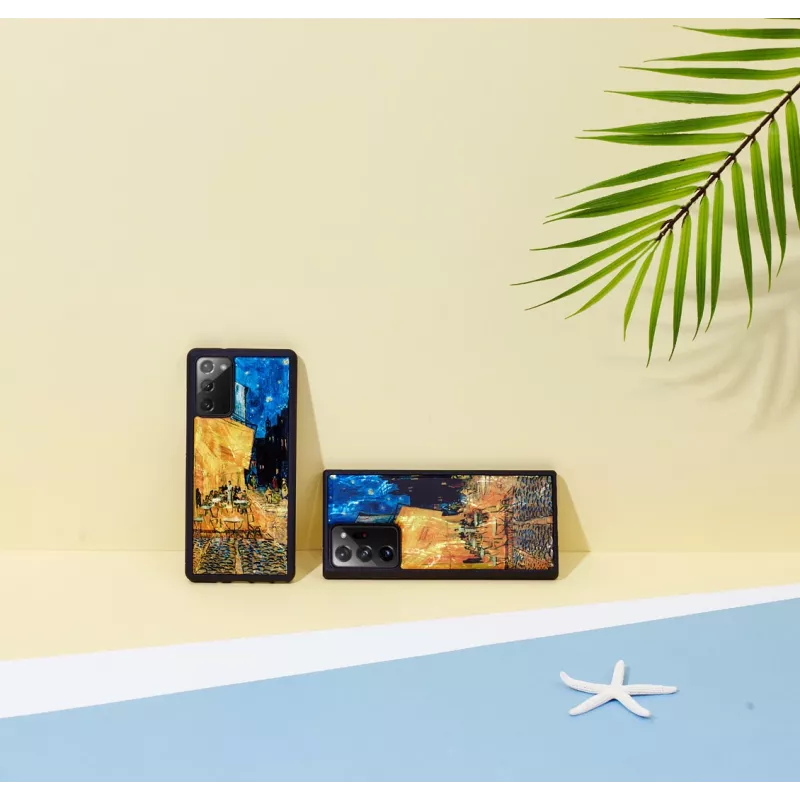 Telefono dėklas iKins Samsung Galaxy Note 20 Ultra — juodas, kavinės terasos dizainas