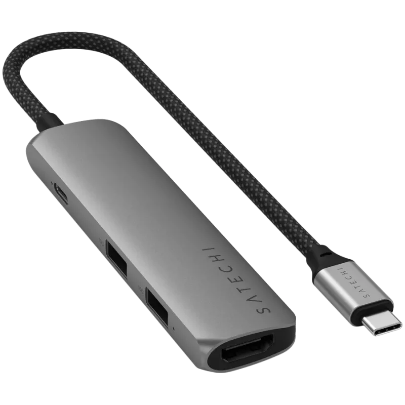 Satechi ST-P4SM sąsajos šakotuvas USB Type-C 10000 Mbit/s Pilka