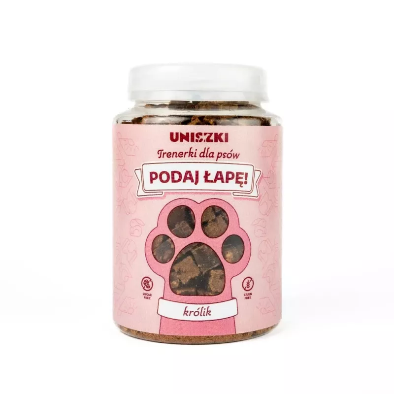 Šlapias šunų maistas UNISZKI Training Treats triušiena 210 g — triušienos receptas, 210 g maišelis