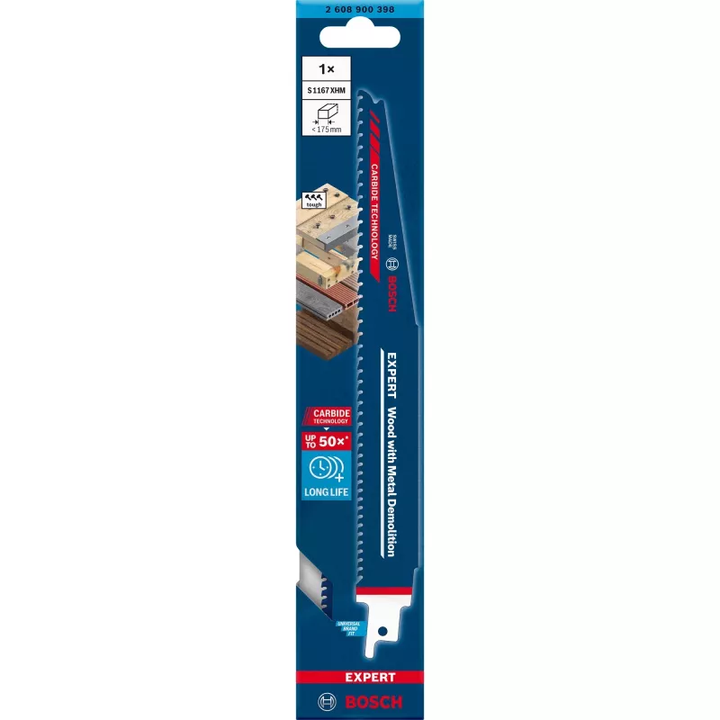 Bosch Expert 2608900398 stūmoklinio pjūklo geležtė, didelio anglies kiekio plienas (HCS), 1 vnt.