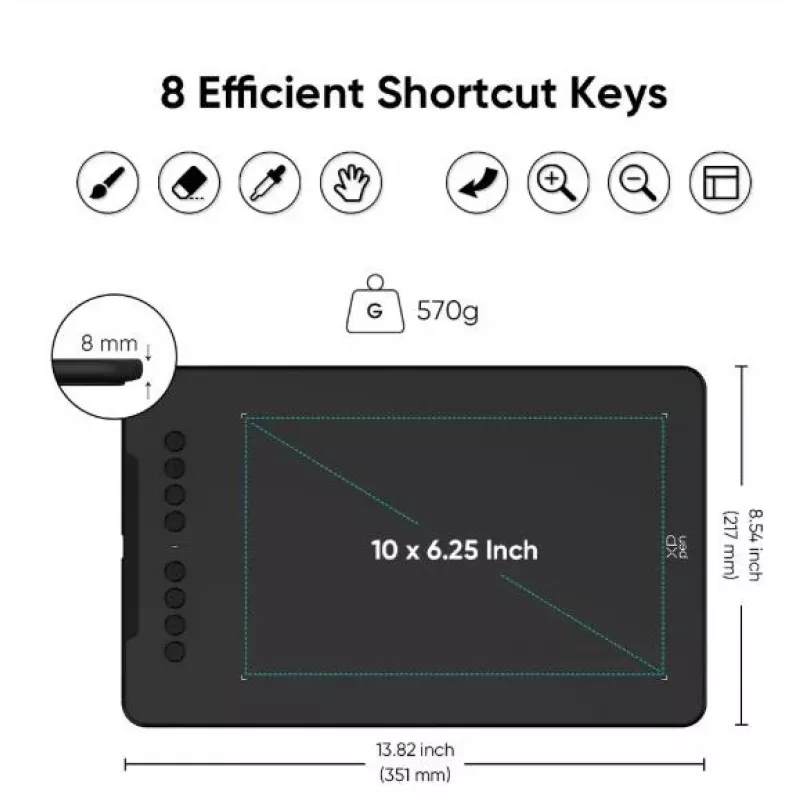 Grafikos planšetė XP-Pen DECO 01 V3 — 5080 lpi, 254 x 158.75 mm, juoda, USB (laidinis ir belaidis ryšys)