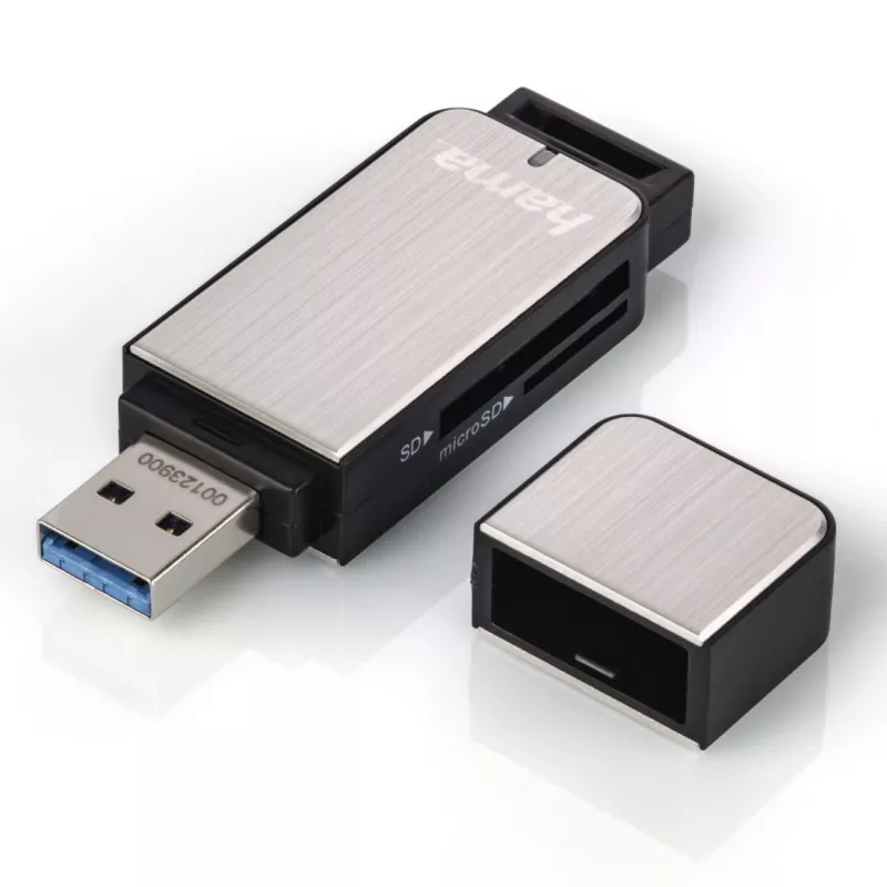 Hama 123900 kortelių skaitytuvas USB 3.2 Gen 1 (3.1 Gen 1) Juoda, Sidabrinė