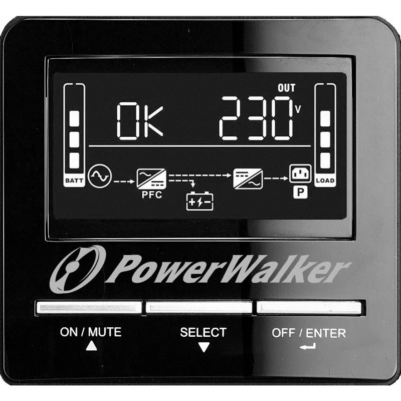 Nepertraukiamo maitinimo šaltinis PowerWalker VI 1100 CW FR, linijinė-interaktyvi, 1,1 kVA (770 W), LCD, EPO, RS-232