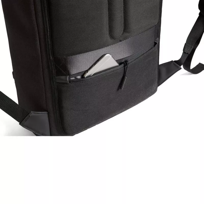Krepšys XDDESIGN Urban Lite juodas — 21 L (išplečiamas iki 27 L), 15,6 colio nešiojamojo kompiuterio skyrius, vandenį atstumiantis, vežimėlio dirželis